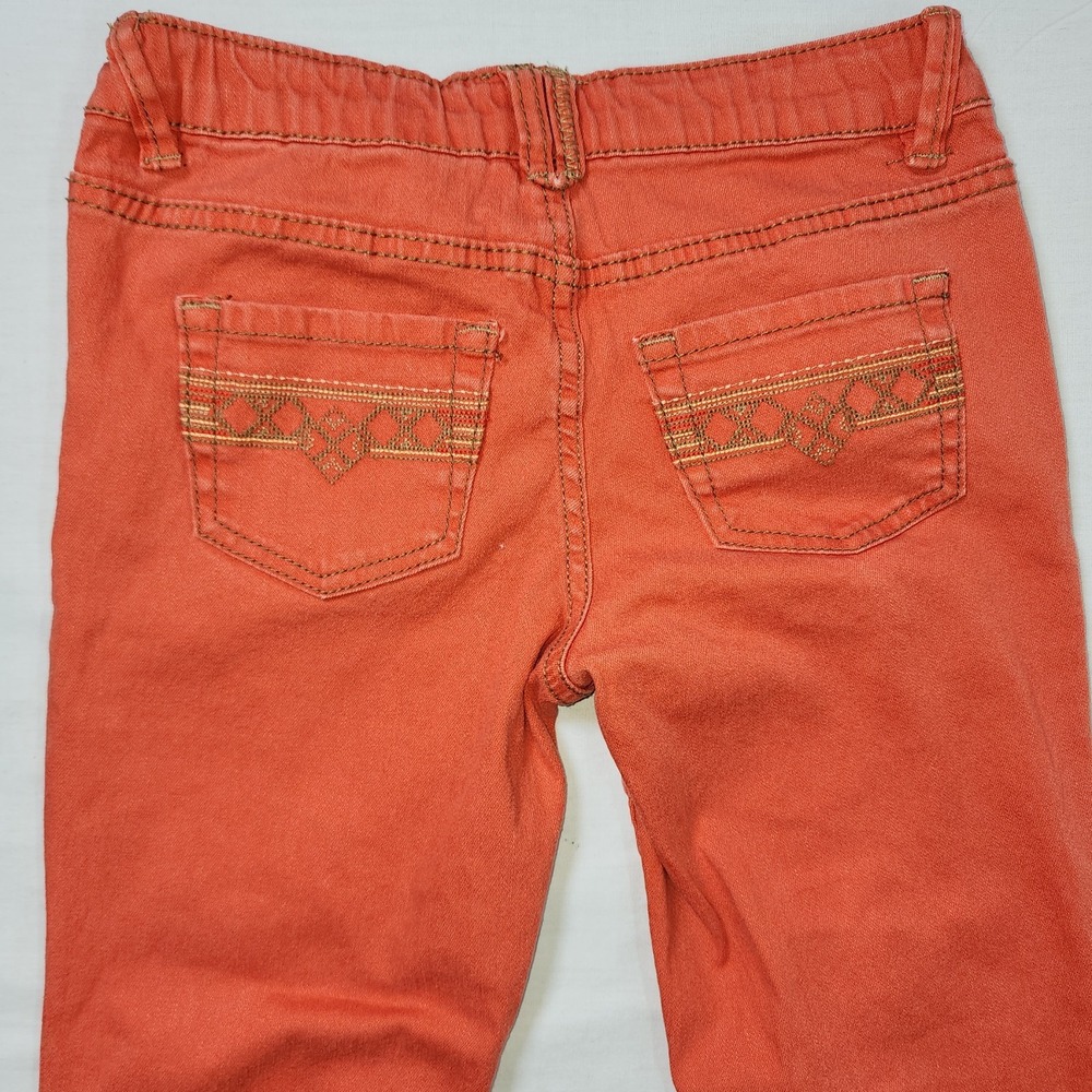 Mudd Jeans 10 Girls Orange Embroidered Western Skinny Adjustable Waist Distress